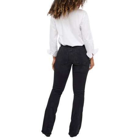 Jean en coton noir uni avec une coupe bootcut et une taille intermédiaire - Image 4