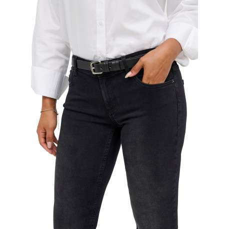 Jean en coton noir uni avec une coupe bootcut et une taille intermédiaire - Image 6