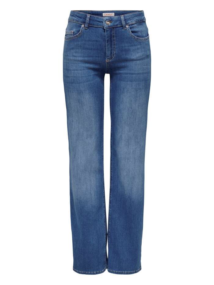 Jean en coton bleu uni avec...