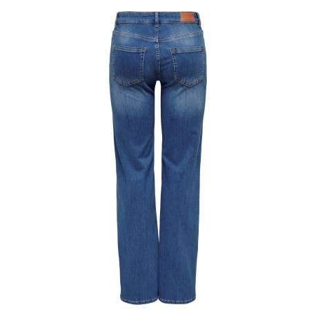 Jean en coton bleu uni avec une coupe droite et une taille intermédiaire - Image 2