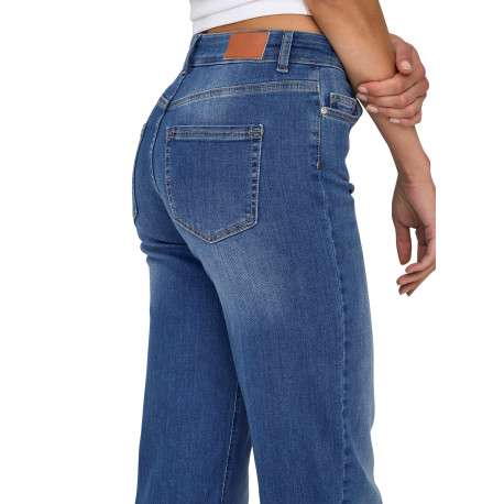 Jean en coton bleu uni avec une coupe droite et une taille intermédiaire - Image 6
