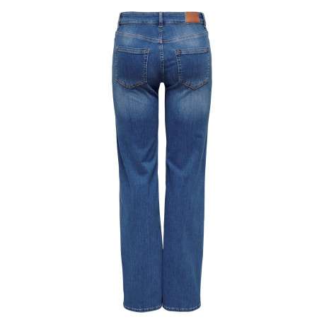 Jean en coton bleu uni avec une coupe droite et une taille intermédiaire - Image 2