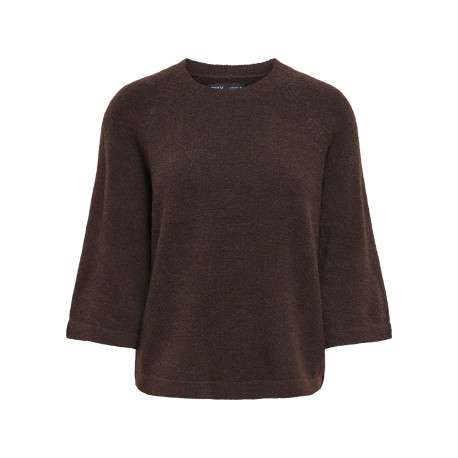 Pull marron uni avec une coupe ample et des manches longues