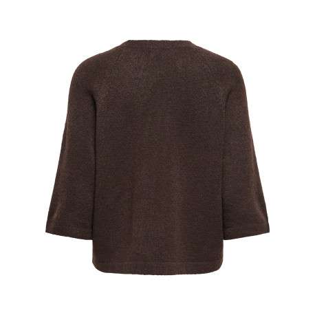 Pull marron uni avec une coupe ample et des manches longues - Image 2