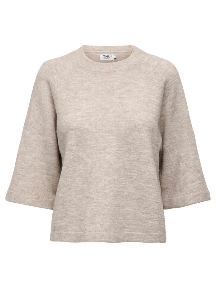 Pull beige uni avec un col...