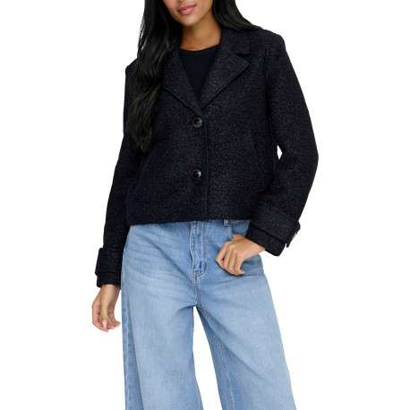 Veste marine unie avec une coupe droite et des manches longues