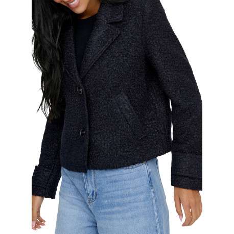 Veste marine unie avec une coupe droite et des manches longues - Image 4