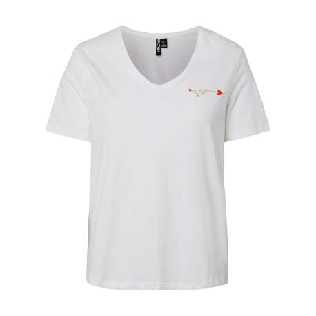 T-shirt en coton biologique blanc à imprimé avec une coupe droite