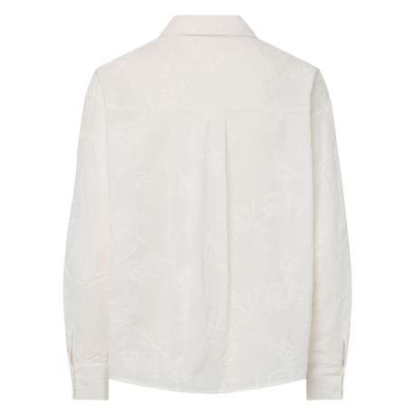 Chemisier en coton écru uni avec une coupe droite et un col à revers - Image 2