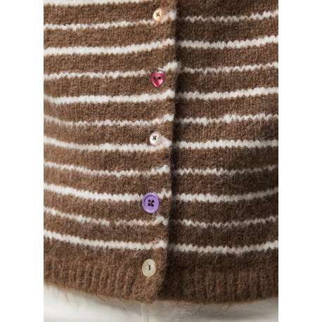 Gilet marron à rayures avec une coupe droite et un col montant - Image 5