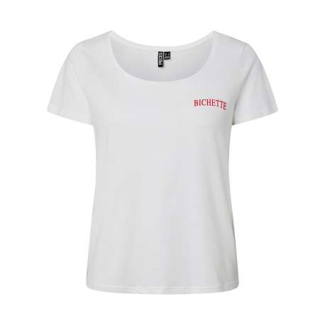 T-shirt en coton biologique blanc à imprimé avec une coupe droite