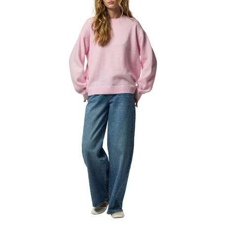 Pull rose uni avec une coupe droite et des manches longues - Image 3
