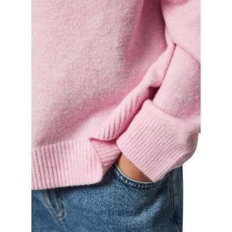 Pull rose uni avec une coupe droite et des manches longues - Image 5