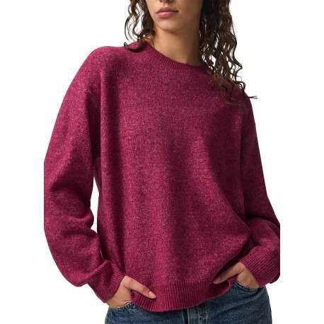 Pull framboise uni avec une coupe droite et des manches longues