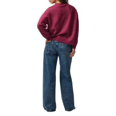 Pull framboise uni avec une coupe droite et des manches longues - Image 2