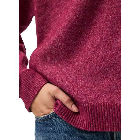 Pull framboise uni avec une coupe droite et des manches longues - Image 4
