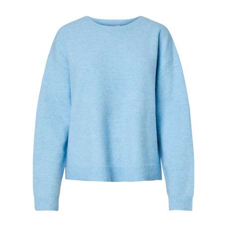 Pull ciel uni avec une coupe droite et des manches longues