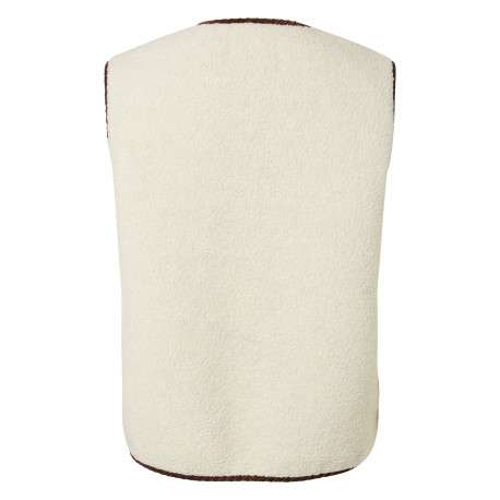 Gilet écru uni à coupe droite avec un col rond et sans manche - Image 2