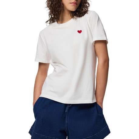 T-shirt en coton biologique blanc uni avec une coupe droite et un col rond