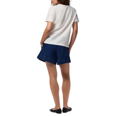 T-shirt en coton biologique blanc uni avec une coupe droite et un col rond - Image 2