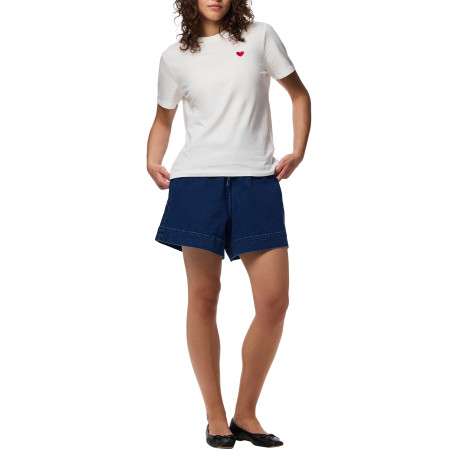 T-shirt en coton biologique blanc uni avec une coupe droite et un col rond - Image 3