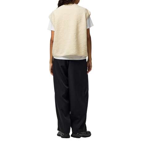 Gilet écrue uni à coupe droite avec un col V et une fermeture à pressions - Image 2