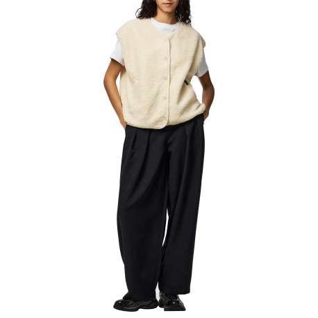 Gilet écrue uni à coupe droite avec un col V et une fermeture à pressions - Image 3