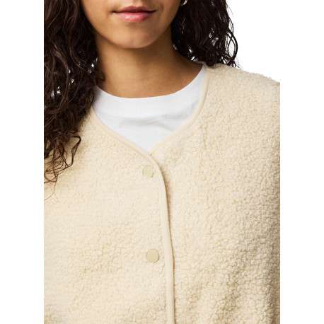 Gilet écrue uni à coupe droite avec un col V et une fermeture à pressions - Image 5