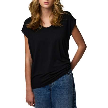 T-shirt noir uni avec une coupe droite et des manches courtes