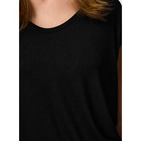 T-shirt noir uni avec une coupe droite et des manches courtes - Image 4