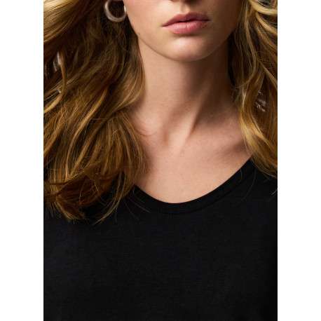 T-shirt noir uni avec une coupe droite et des manches courtes - Image 5