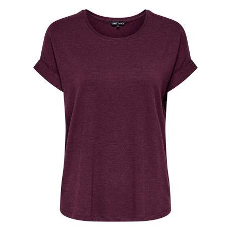 T-shirt bordeaux uni avec une coupe droite et des manches courtes