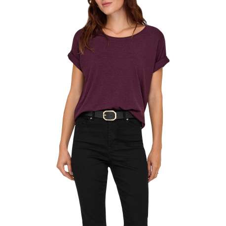 T-shirt bordeaux uni avec une coupe droite et des manches courtes - Image 3