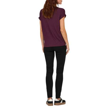 T-shirt bordeaux uni avec une coupe droite et des manches courtes - Image 4