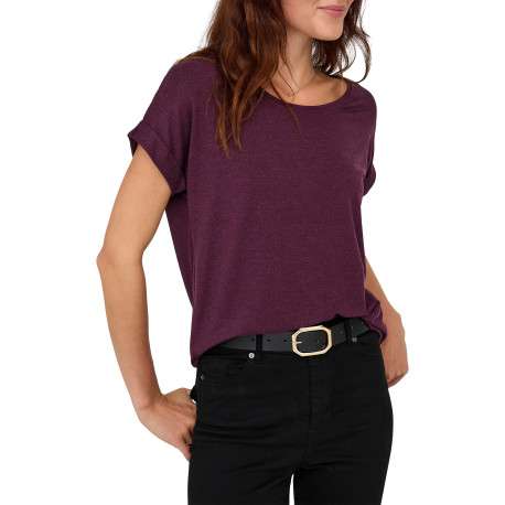 T-shirt bordeaux uni avec une coupe droite et des manches courtes - Image 5
