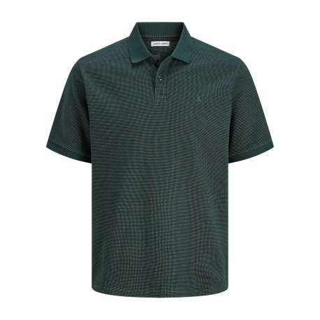 Polo en coton mélangé sapin uni avec une coupe droite et un col boutonné