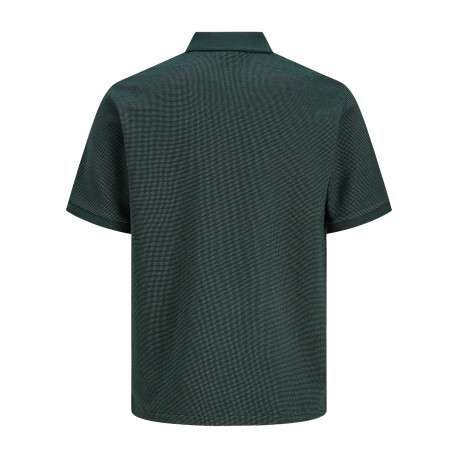 Polo en coton mélangé sapin uni avec une coupe droite et un col boutonné - Image 2