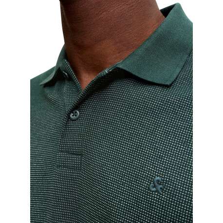 Polo en coton mélangé sapin uni avec une coupe droite et un col boutonné - Image 6