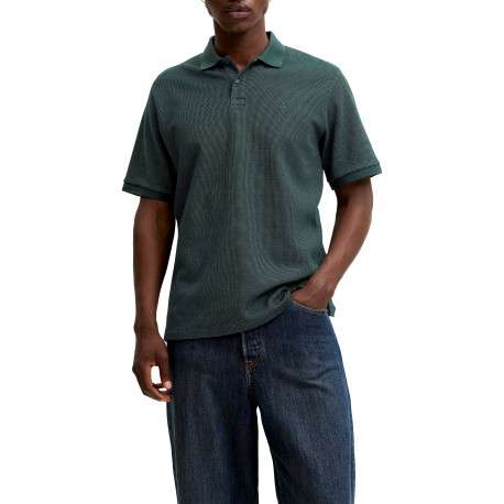 Polo en coton mélangé sapin uni avec une coupe droite et un col boutonné - Image 7