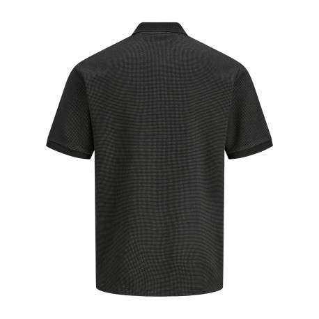 Polo en coton mélangé noir uni avec une coupe droite et un col boutonné - Image 2