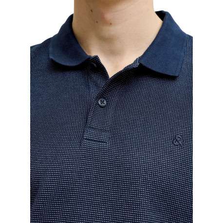 Polo en coton mélangé marine uni avec une coupe droite et un col boutonné - Image 5