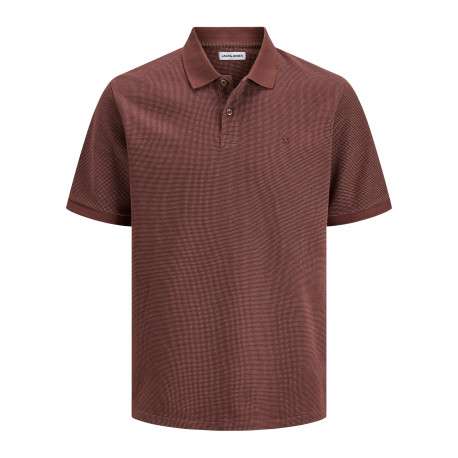 Polo en coton mélangé chocolat uni avec une coupe droite et un col boutonné