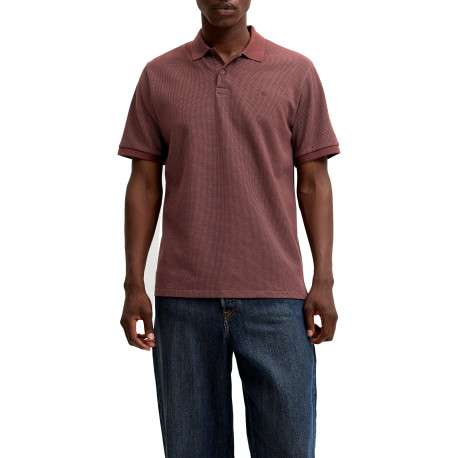 Polo en coton mélangé chocolat uni avec une coupe droite et un col boutonné - Image 3
