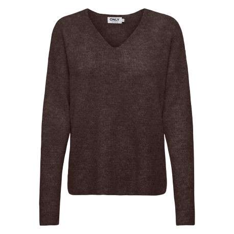Pull marron uni avec une coupe droite et des manches longues
