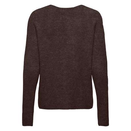 Pull marron uni avec une coupe droite et des manches longues - Image 2