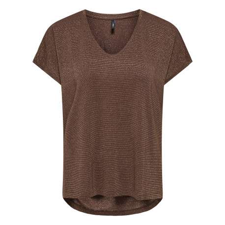 T-shirt marron uni avec une coupe droiteet des manches courtes