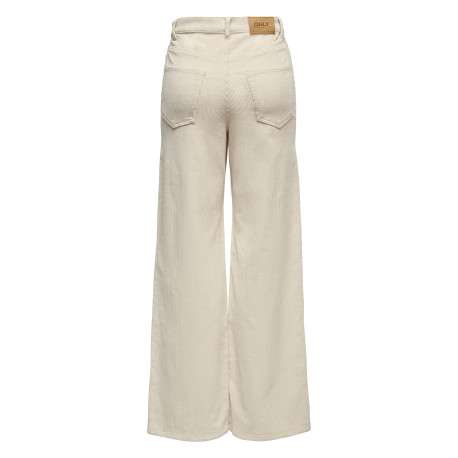 Pantalon 5 poches en coton écru uni avec une coupe bootcut et une taille haute - Image 2