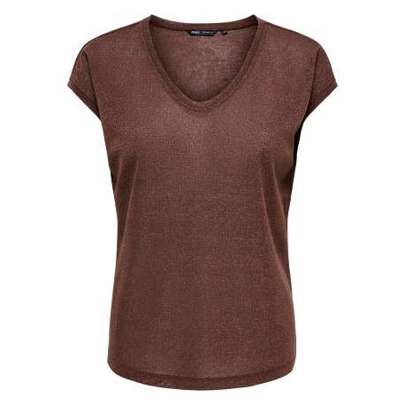 T-shirt marron uni avec une coupe droite des manches courtes