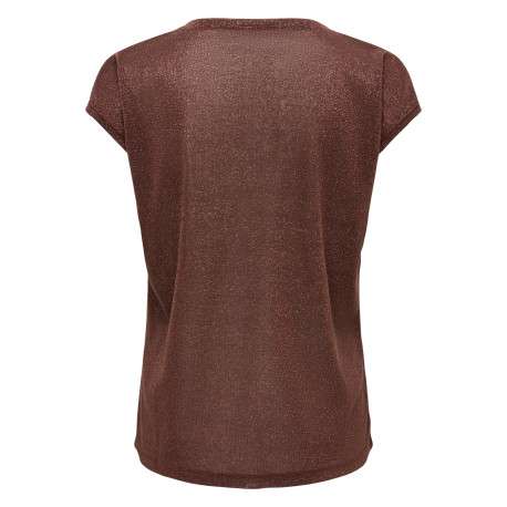 T-shirt marron uni avec une coupe droite des manches courtes - Image 2