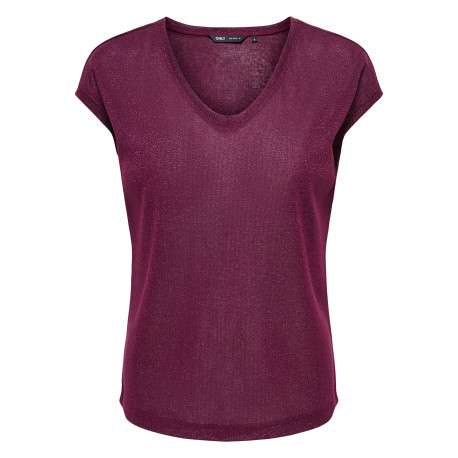 T-shirt bordeaux uni avec une coupe droite des manches courtes